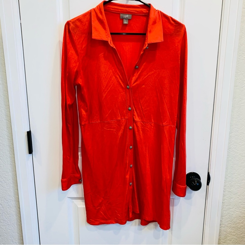 J. JILL Bright coral Button-Up Shirt tunic IN EXCELLENT condition size small